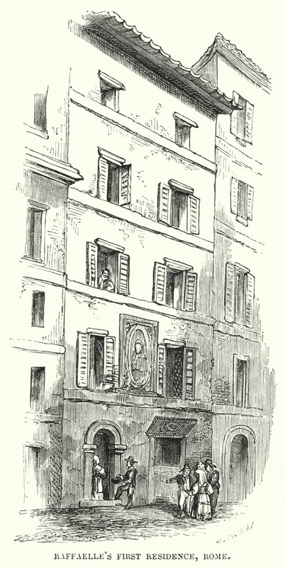 Raffaelles første bolig, Roma (gravering) av Frederick William Fairholt