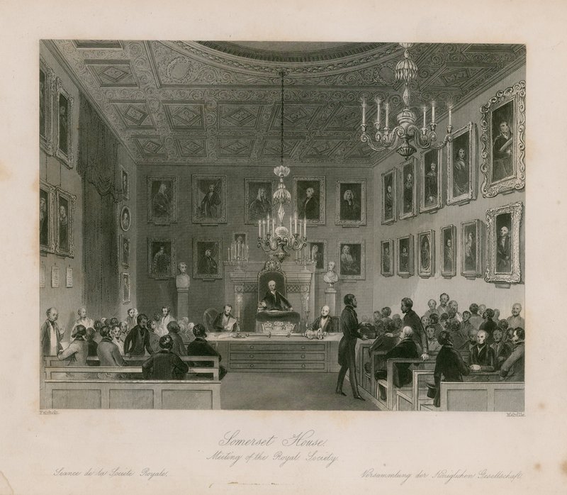 Somerset House, møte i Royal Society av Frederick William Fairholt