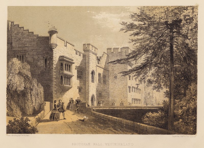 Brougham Hall, Westmoreland (akvatint) av Frederick William Hulme