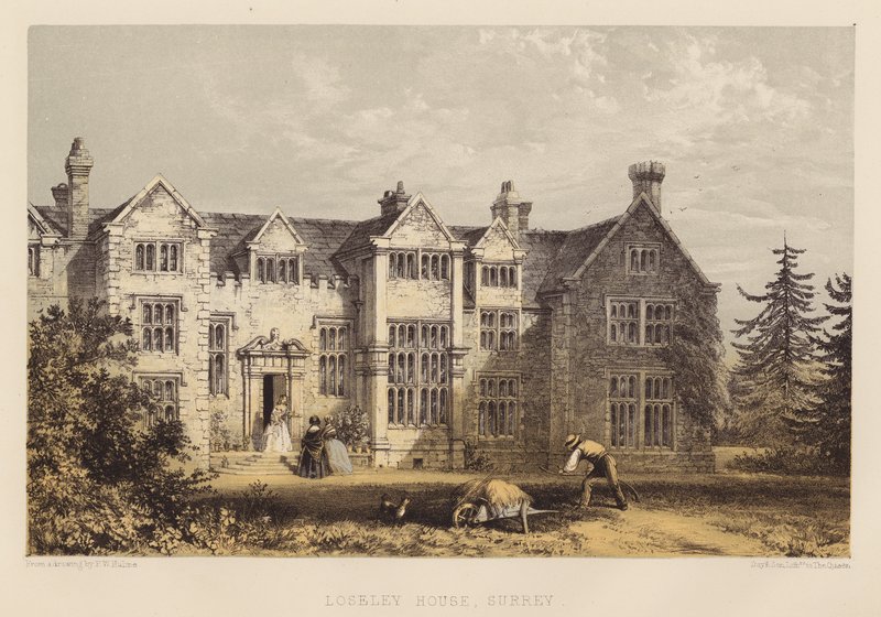Loseley House, Surrey (akvatint) av Frederick William Hulme