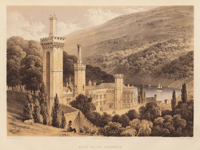 Place House, Cornwall (akvatint) av Frederick William Hulme