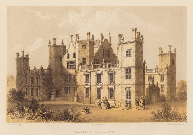 Sherborne Lodge, Dorset (akvatint) av Frederick William Hulme