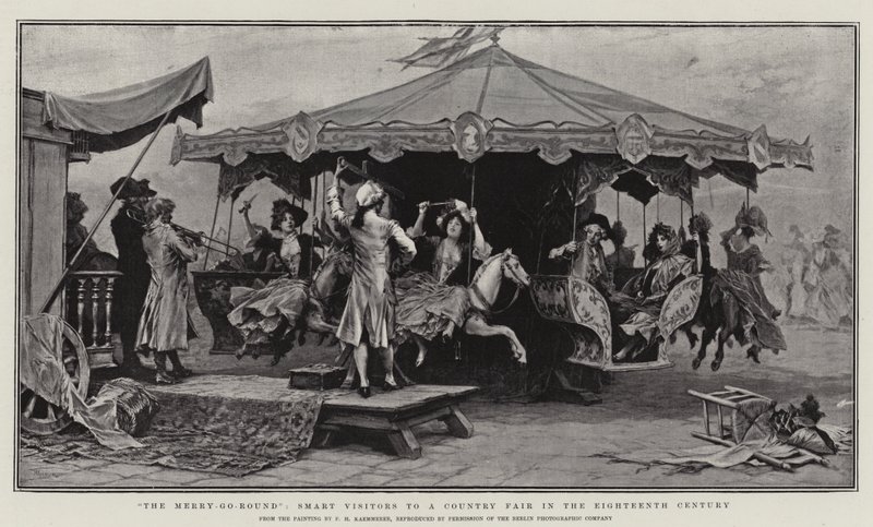 Merry-go-Round, smarte besøkende til en landsmesse i det attende århundre av Frederik Hendrik Kaemmerer