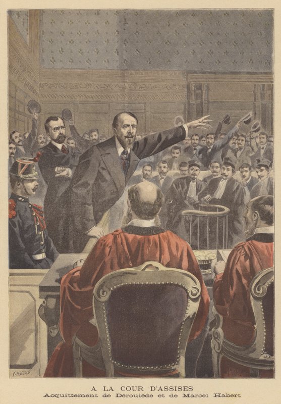 Frifinnelse av Paul Deroulede og Marcel Habert ved Paris Assize Court av French School