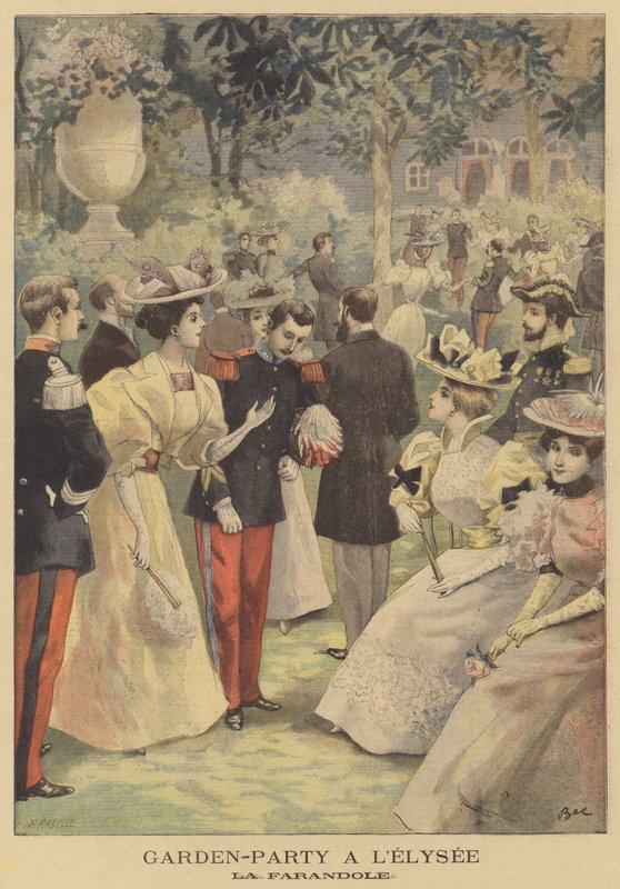 Dans farandole på en hagefest på Elysee-palasset av French School
