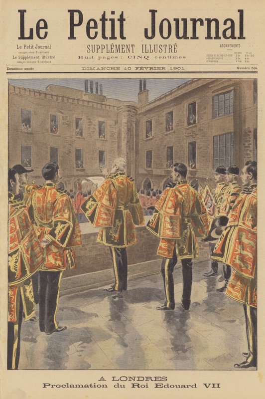 Edward VII blir utropt til konge, London av French School