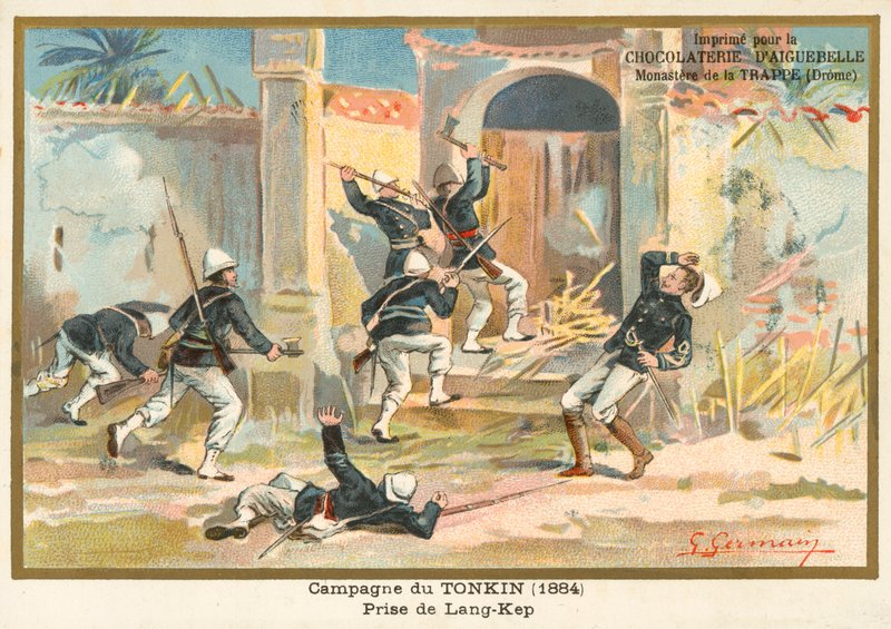 Franske soldater som fanget Kep, Tonkin, kinesisk-fransk krig, 1884 av French School