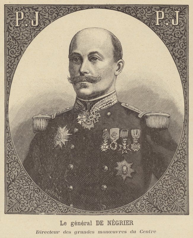 General de Negrier, direktør for den franske hærens store manøvrer i Center av French School