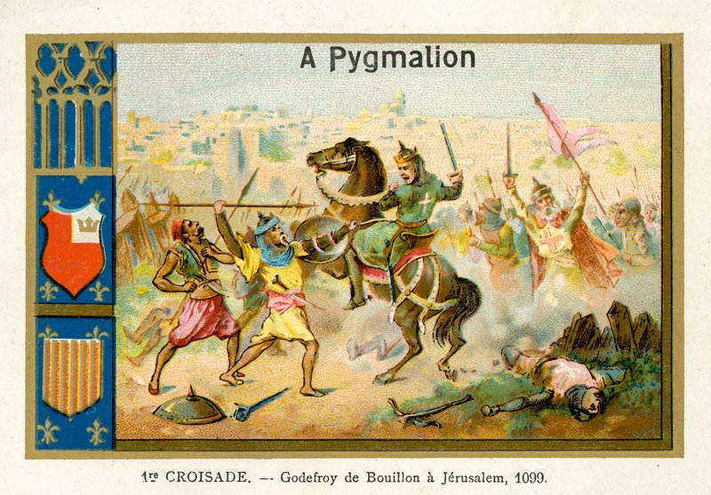 Godfrey of Bouillon i Jerusalem, 1st Crusade, 1099 av French School