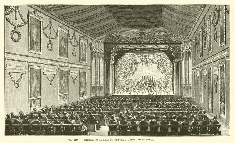 Interiør av teatersalen, på München-utstillingen av French School