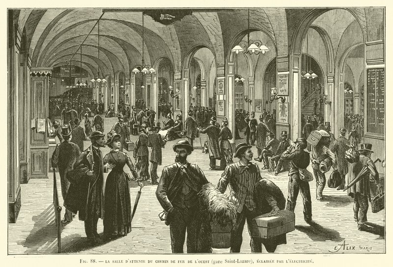 Western Railway Waiting Room (Saint-Lazare Station), opplyst av elektrisitet av French School