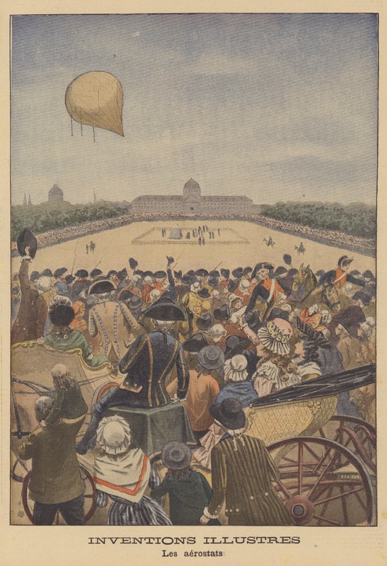 Lansering av den første hydrogenballongen av Jacques Charles og Robert-brødrene i Paris, 1783 av French School