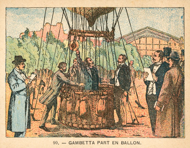Leon Gambetta rømte beleiringen av Paris i en ballong, 1870 av French School