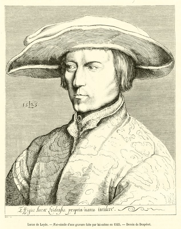 Lucas de Leyde, faksimile av en gravering laget av ham selv i 1525 av French School
