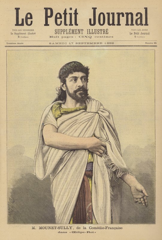 Mounet-Sully, fransk skuespiller i Comedie-Francaise, i Oedipus Rex av French School