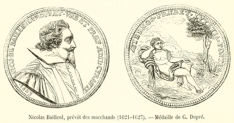 Nicolas Bailleul, prevot av kjøpmennene, 1621-1627, Medal of G Dupre av French School