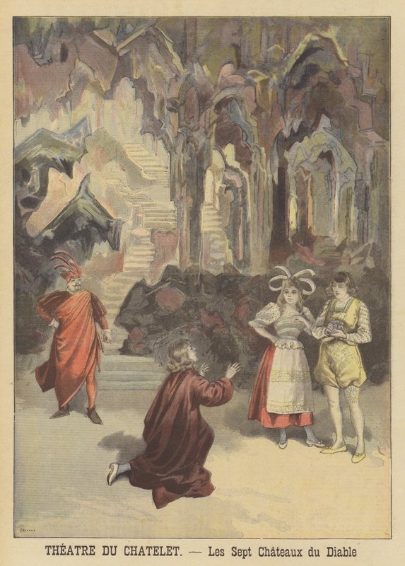 Produksjon av operetten Les Sept Chateaux du Diable ved Theatre du Chatelet av French School
