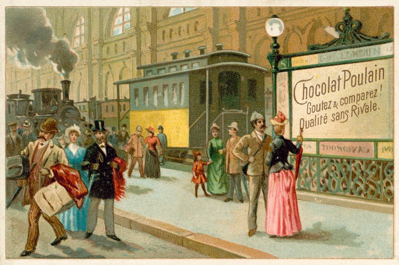 Jernbanestasjonsscene av French School