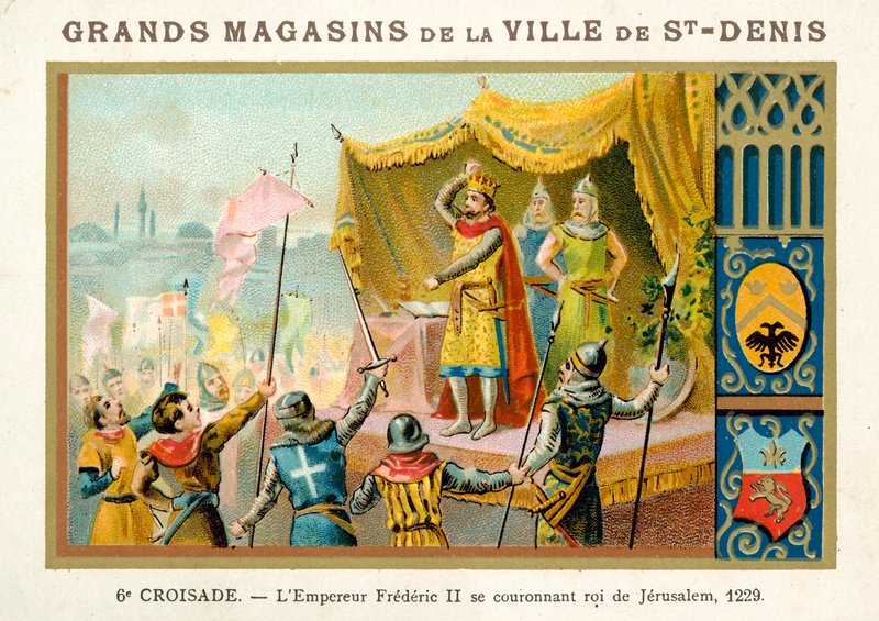 Keiser Frederick II kroner seg selv til konge av Jerusalem, 6. korstog, 1229 av French School