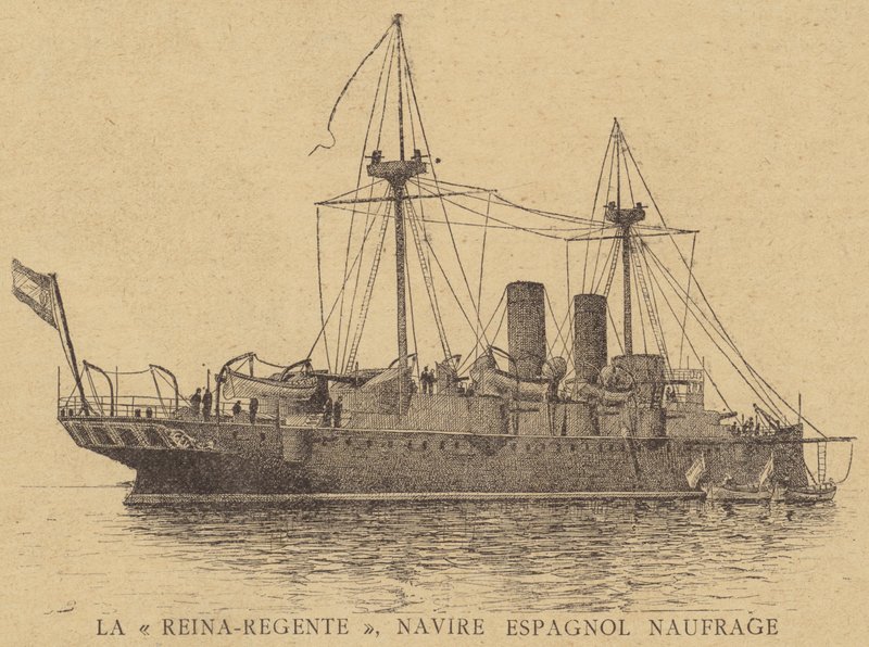 Den spanske beskyttede krysseren Reina Regente, tapt på sjøen med alle hender av French School