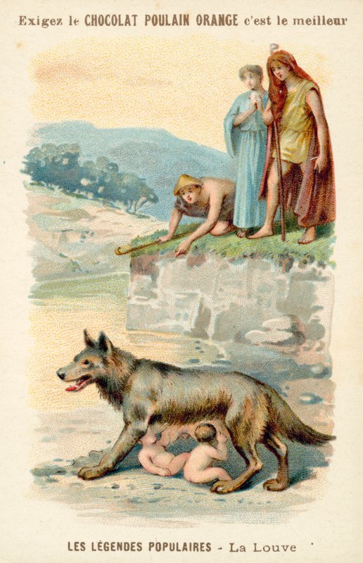 Hun-ulven som ammer Romulus og Remus av French School