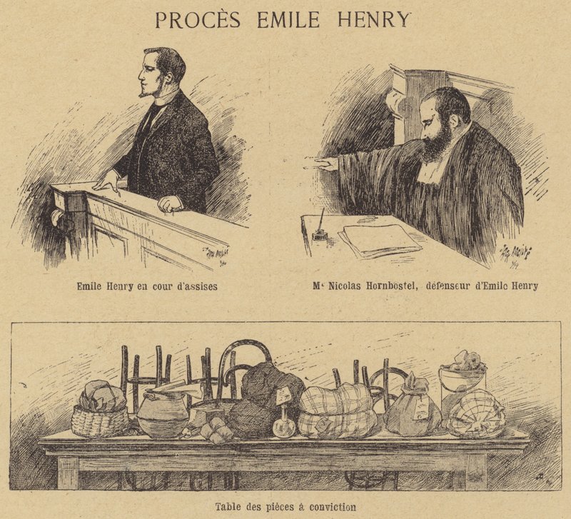 Rettssaken mot den anarkistiske bombeflyen Emile Henry av French School
