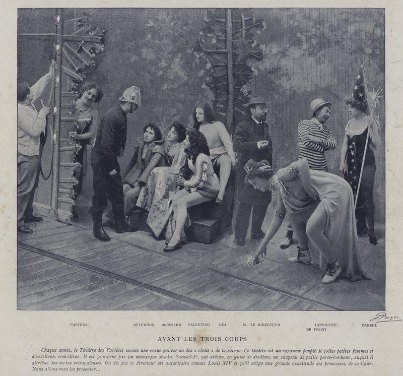 Skuespillere og skuespillerinner ved Theatre des Varietes, Paris (s/hv-bilde) av French Photographer