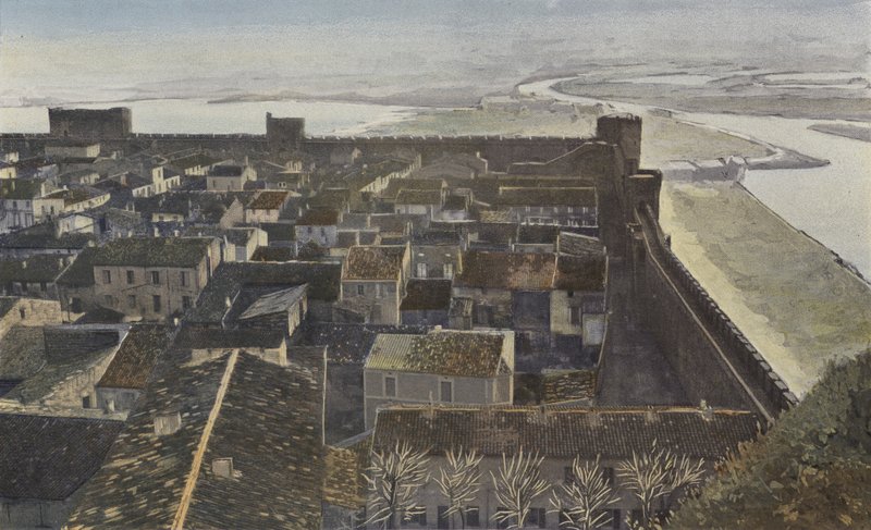 Aigues-Mortes, Utsikt over vollene, tatt fra innsiden av byen av French Photographer