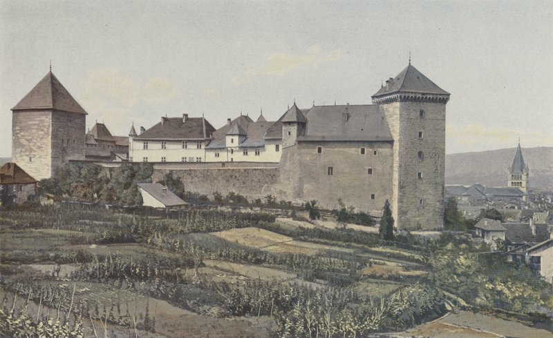 Annecy, utsikt over slottet, sammen S E av French Photographer