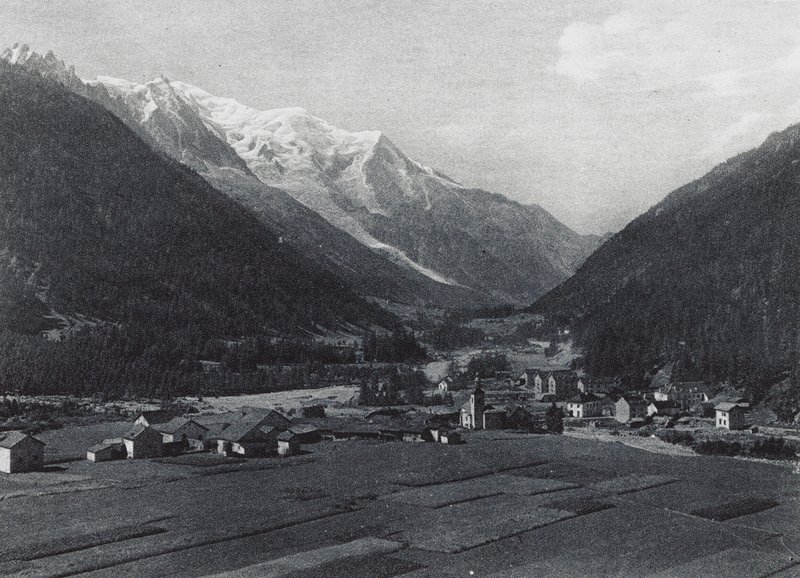 Argentieres og Mont-Blanc (s/hvitt bilde) av French Photographer
