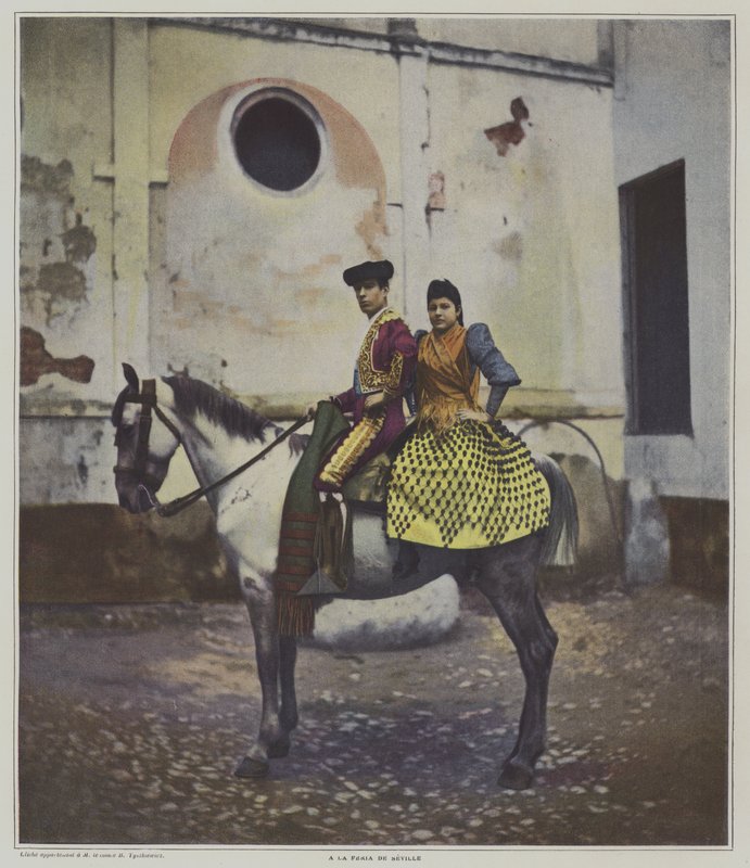 På Feria i Sevilla (farge litho) av French Photographer