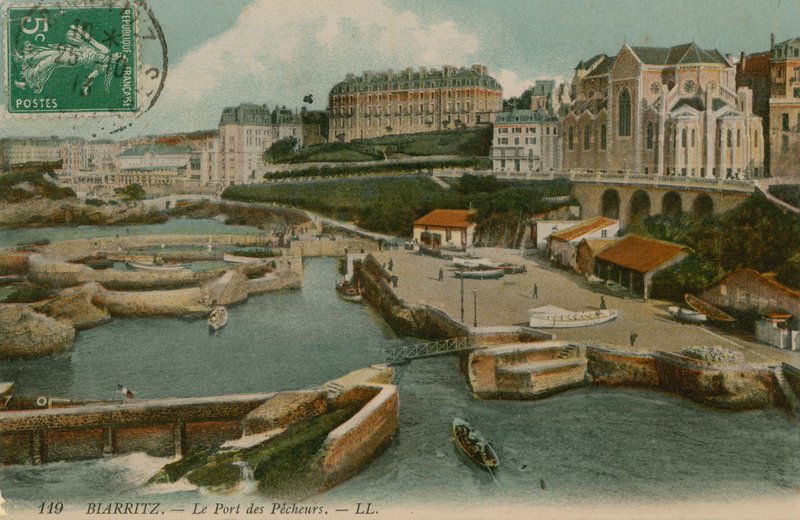 Biarritz, Fiskernes havn. Postkort sendt 25. oktober 1913. av French Photographer