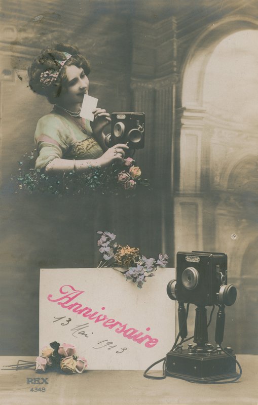 Bursdagsønsker postkort sendt i 1913 (håndfarget bilde) av French Photographer