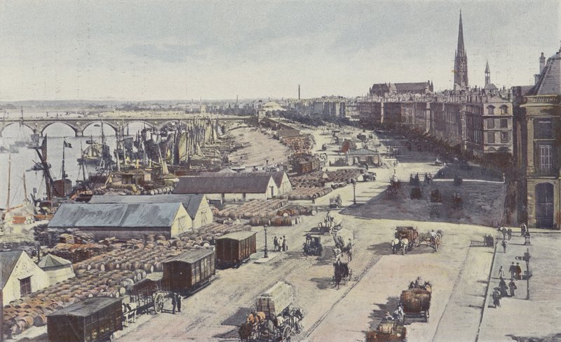Bordeaux, broen over Garonne, kaiene i Burgund og tollvesenet av French Photographer