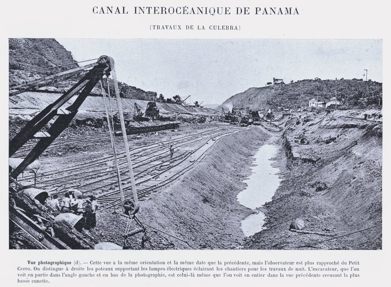Panama Interoceanic Canal, Culebra Works (s/hvitt-bilde) av French Photographer