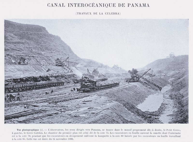 Panama Interoceanic Canal, Culebra Works (s/hvitt-bilde) av French Photographer