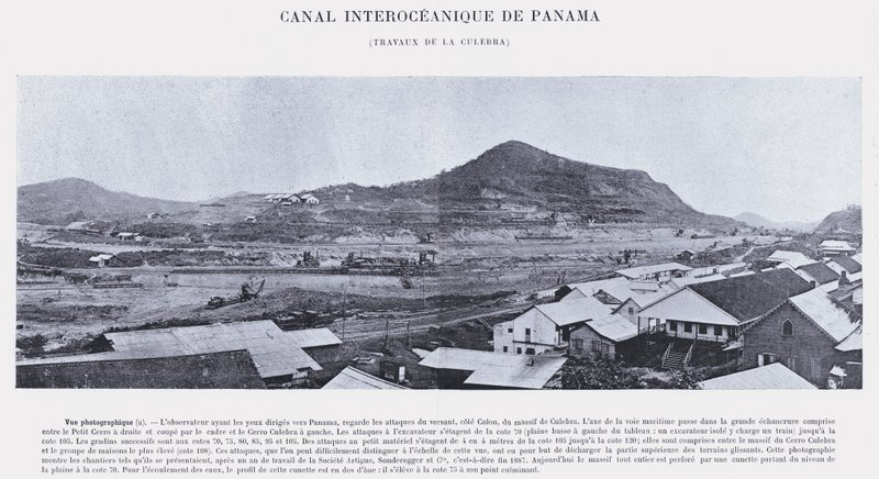 Panama Interoceanic Canal, Culebra Works (s/hvitt-bilde) av French Photographer