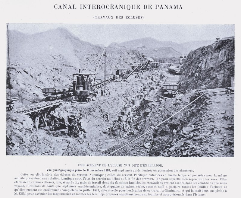 Panama Interoceanic Canal, Lock Works (bw-bilde) av French Photographer