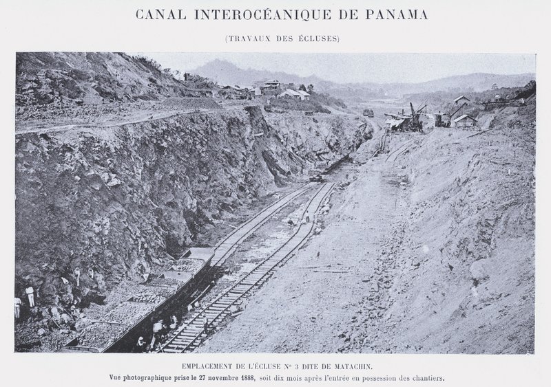 Panama Interoceanic Canal, Lock Works (bw-bilde) av French Photographer