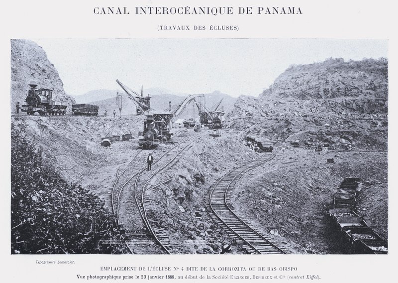 Panama Interoceanic Canal, Lock Works (bw-bilde) av French Photographer