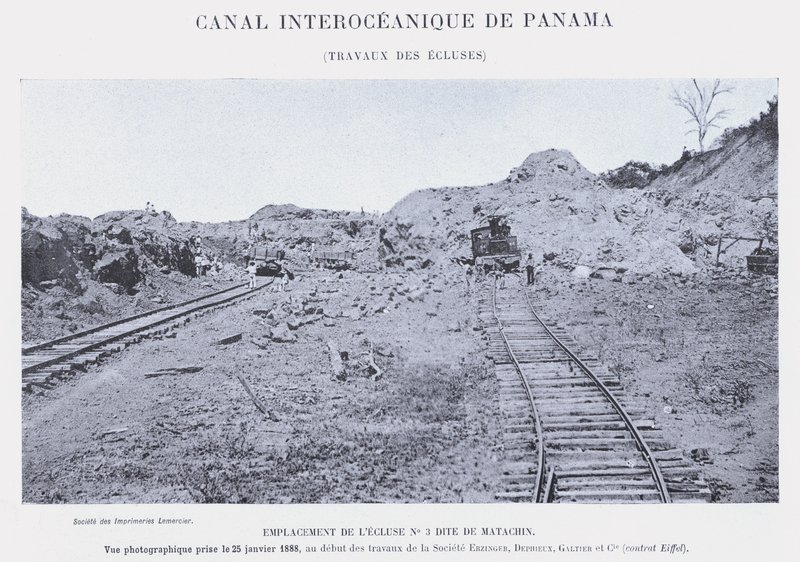 Panama Interoceanic Canal, Lock Works (bw-bilde) av French Photographer