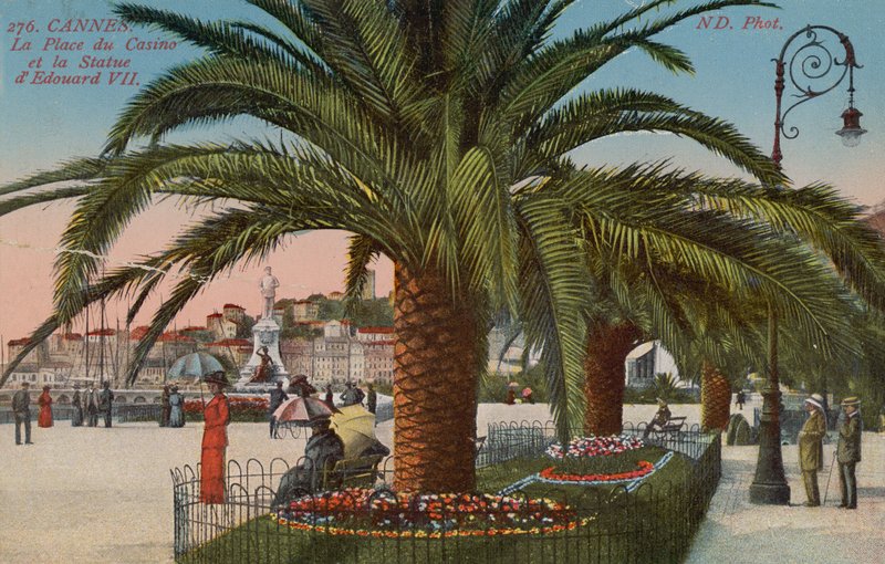 Cannes - Place du Casino og statue av kong Edward VII av England. Postkort sendt i 1913. av French Photographer
