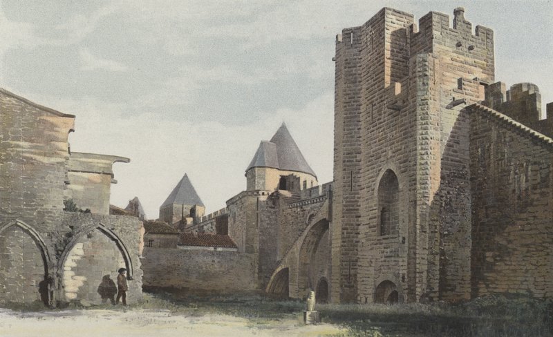 Carcassonne Cite, Cote S Tour Saint-Nazaire (før fullstendig restaurering) av French Photographer