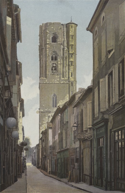 Carcassonne nedre by, Saint-Vincent-kirken, klokketårnet av French Photographer