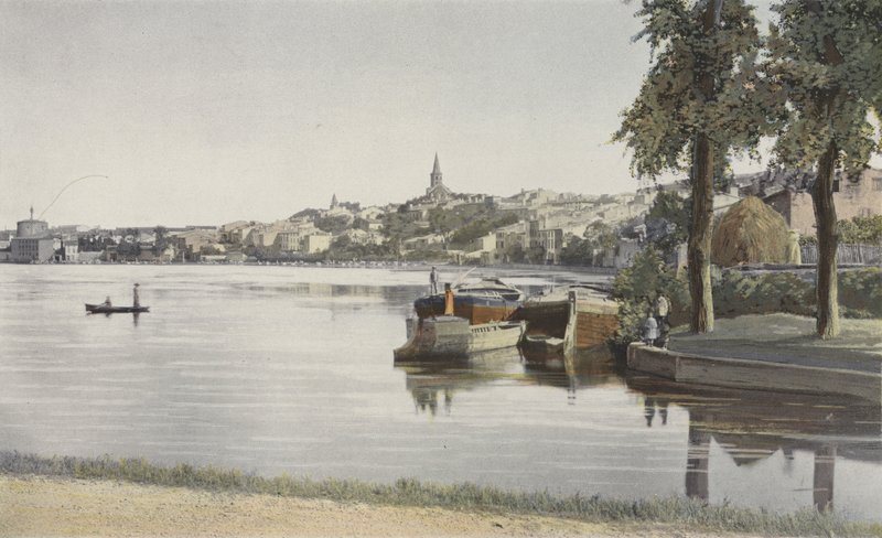 Castelnaudary, generell utsikt tatt fra Grand Bassin av French Photographer