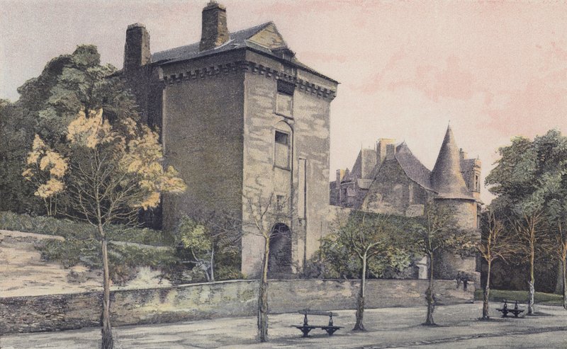 Chateaubriant, Square keep av det gamle Chateau og Tower of the new Chateau av French Photographer