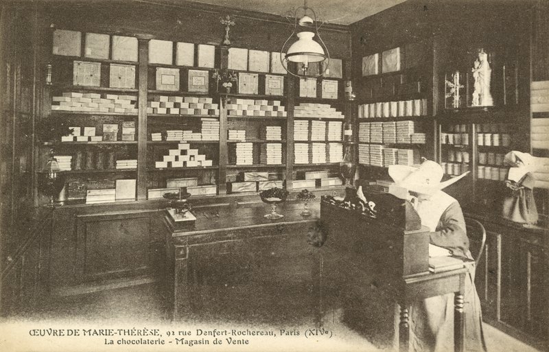 Sjokoladebutikk, 92 Rue Denfert-Rochereau, Paris (s/hvitt-bilde) av French Photographer