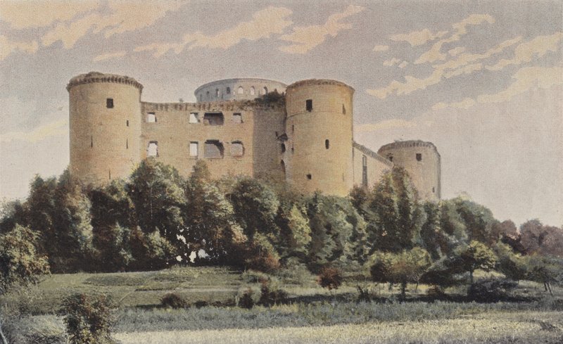 Coucy-le-Chateau, Chateau de Coucy, generell utsikt SW av French Photographer