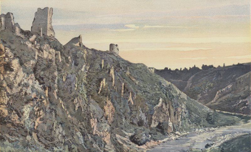 Crozant, ruinene av slottet ved bredden av Creuse, utsikt tatt fra N E av French Photographer