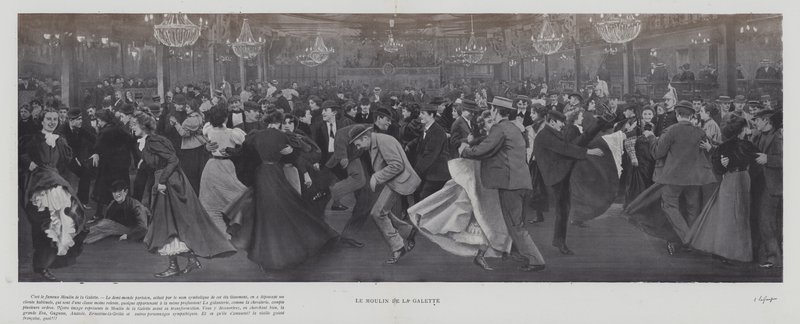 Dans på Moulin de la Galette, Paris (s/hv-bilde) av French Photographer